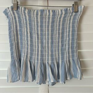 American Eagle Outfitters Strapless Top Blue White Strip Smocking Crop Large